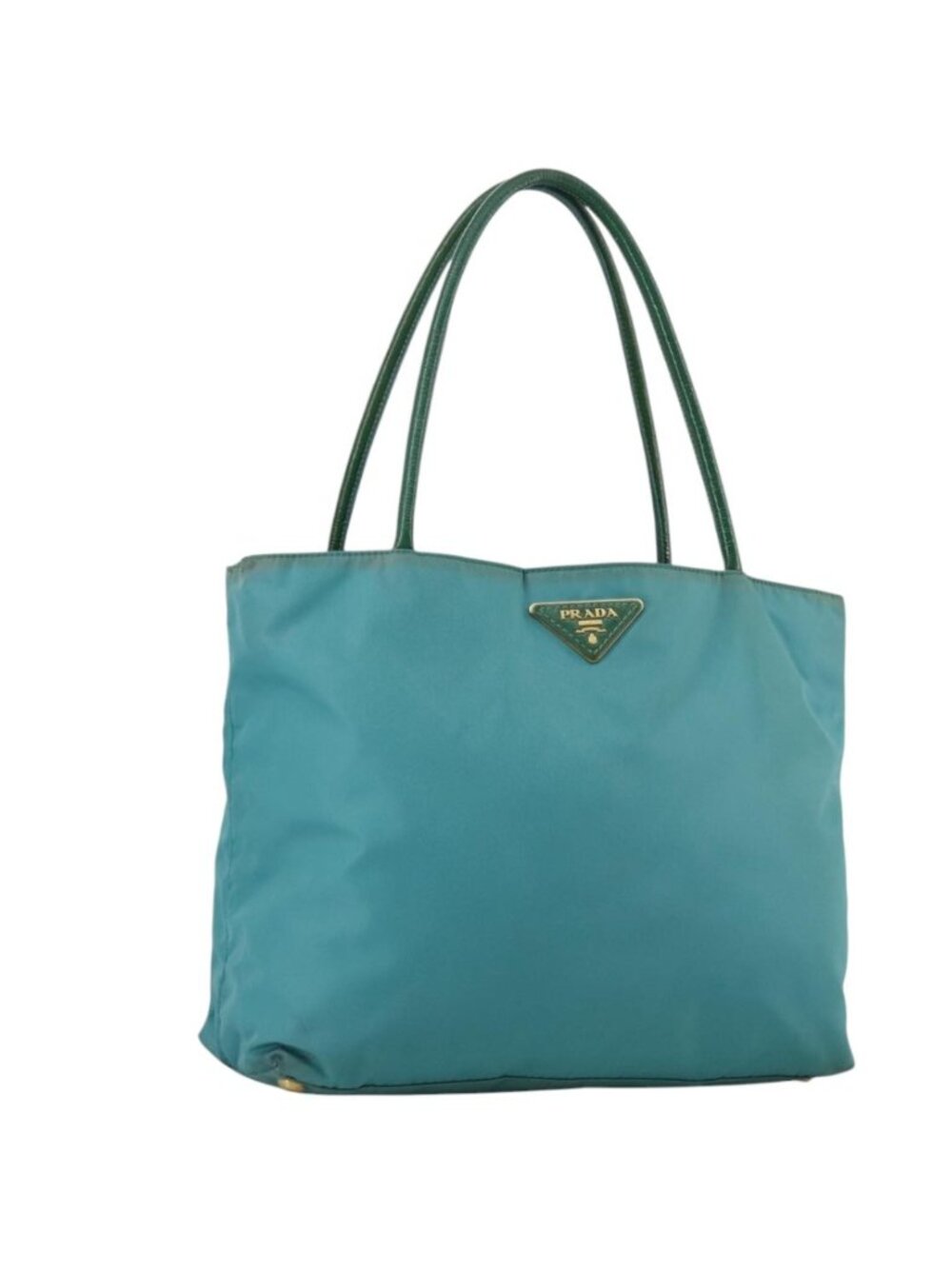 PRADA Tote Bag Nylon Blue Gold